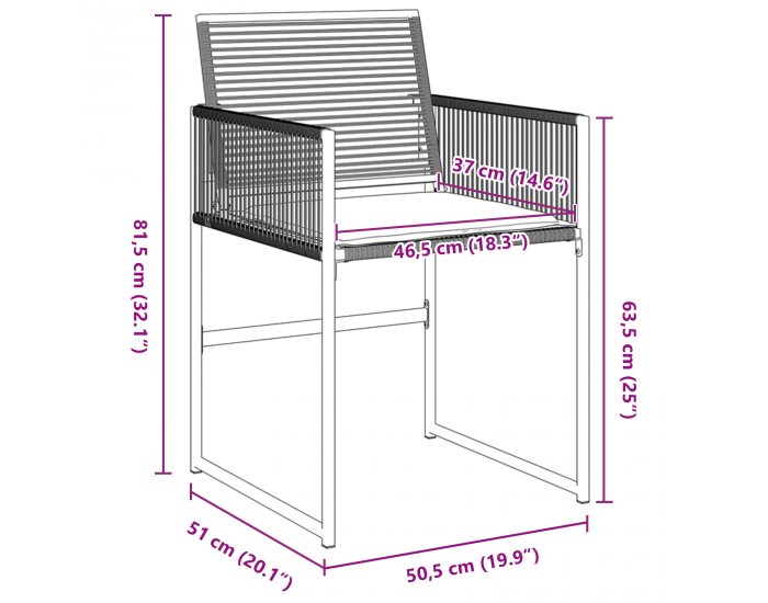 Sonata H 5 частен комплект градинска маса с възглавници Черен полиратан