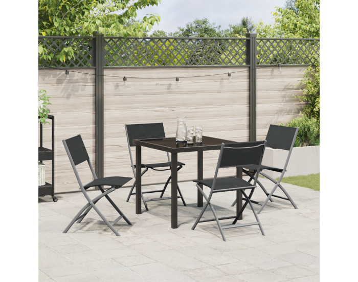 Sonata H 5 Частен градински комплект за хранене - Черен текстилен и стомана