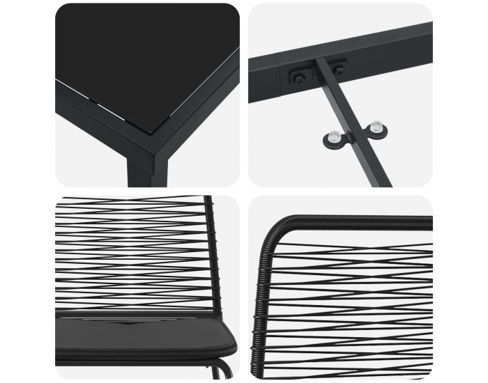 Sonata H 3-членен комплект за хранене на градината черен полиратан