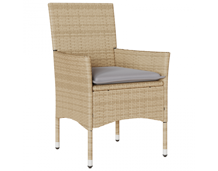 5-частен градински трапезен комплект с възглавници Бежов полиратан