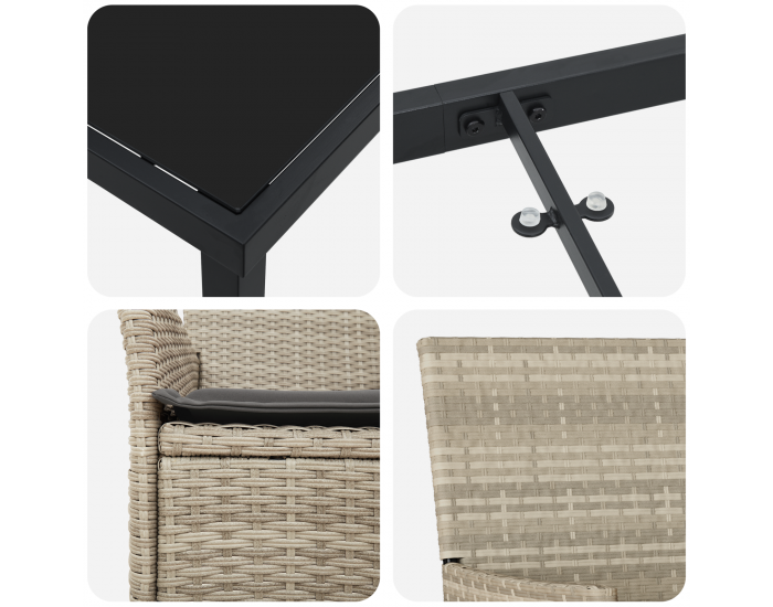 Sonata H 5 части градински трапезен комплект с възглавници светлосив полиратан