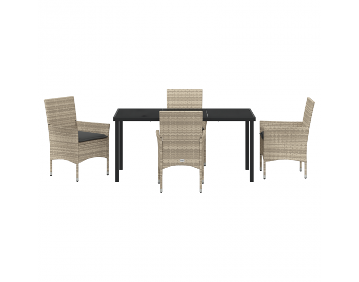 Sonata H 5 части градински трапезен комплект с възглавници светлосив полиратан