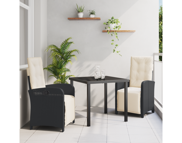 Sonata H 3-членен градински техник с възглавници черен полирами