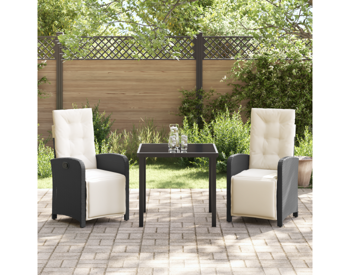 Sonata H 3-членен градински техник с възглавници черен полирами