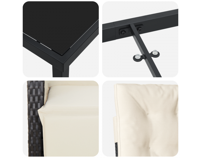 Sonata H 3-членен градински техник с възглавници черен полирами