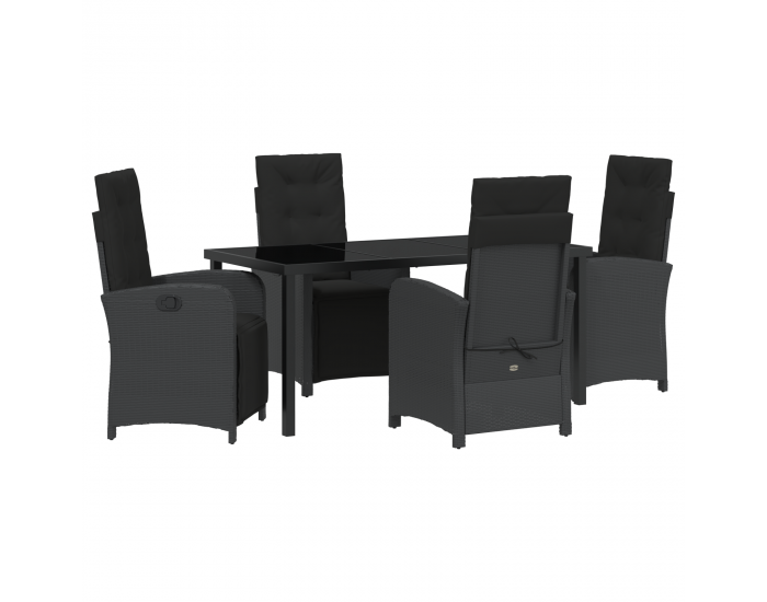 Sonata H 5 частен градински трапезен комплект с възглавници Черен полиратан