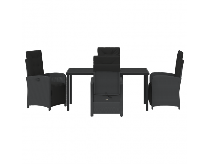 Sonata H 5 частен градински трапезен комплект с възглавници Черен полиратан