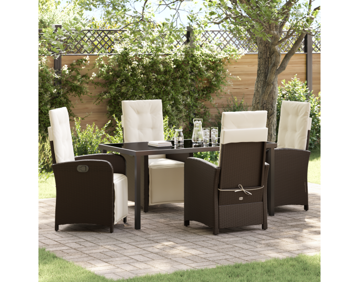 Sonata H 5 части градински трапезен комплект с възглавници кафяв полиратан