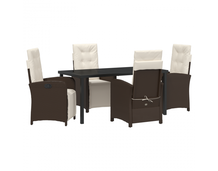 Sonata H 5 части градински трапезен комплект с възглавници кафяв полиратан
