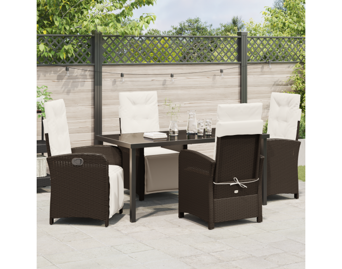 Sonata H 5 части градински трапезен комплект с възглавници кафяв полиратан