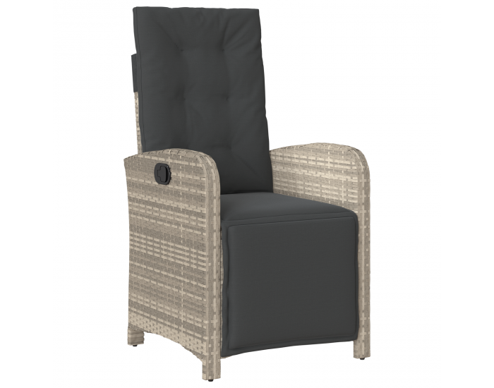 Sonata H 3-частен комплект за хранене в градината с възглавници, светлосив полирани ратан