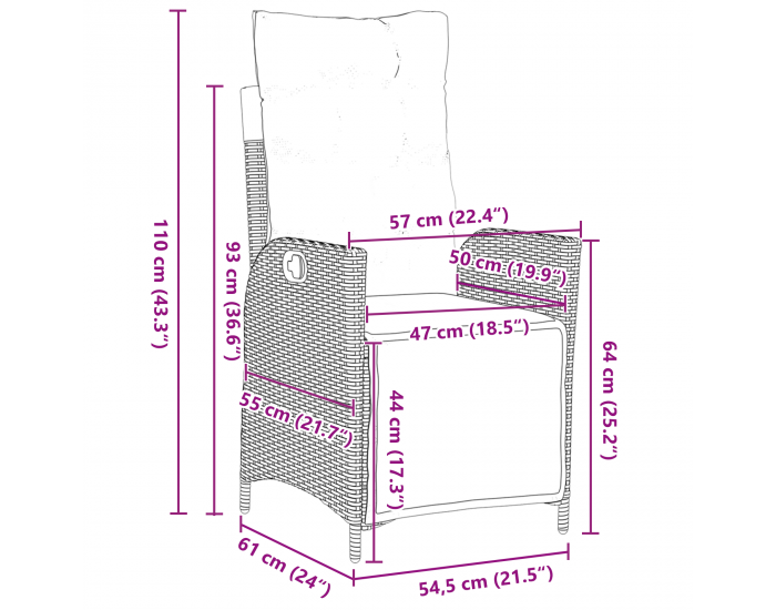 Sonata H 5 Членен комплект градински мебели черен поли ратан
