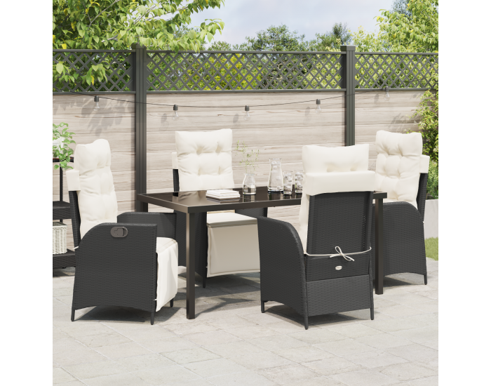 Sonata H 5 Членен комплект градински мебели черен поли ратан