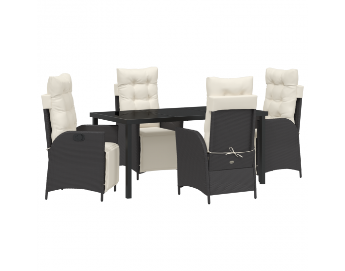 Sonata H 5 Членен комплект градински мебели черен поли ратан