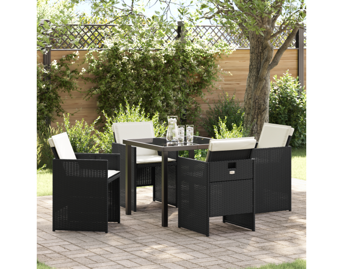 Sonata H 5 Членен комплект градинско хранене с възглавници черен полиратан