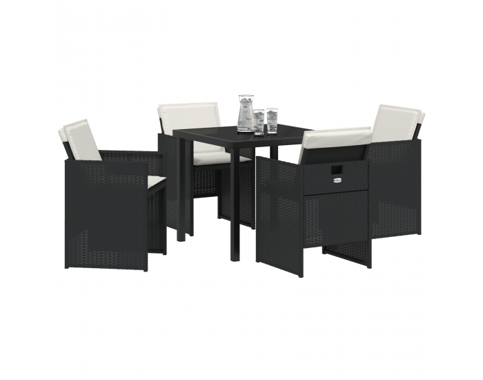 Sonata H 5 Членен комплект градинско хранене с възглавници черен полиратан