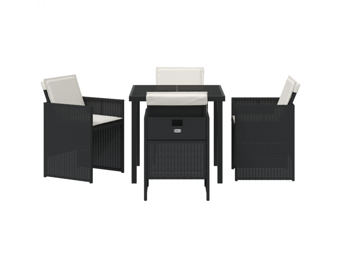 Sonata H 5 Членен комплект градинско хранене с възглавници черен полиратан
