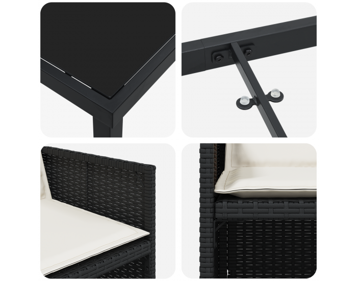 Sonata H 5 Членен комплект градинско хранене с възглавници черен полиратан