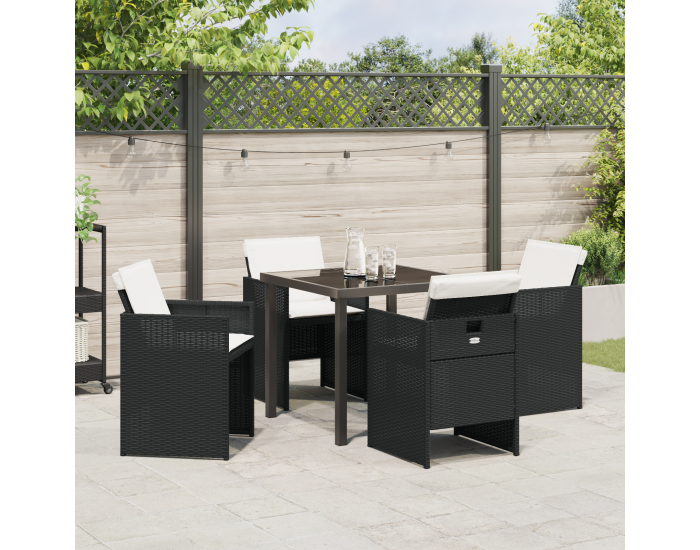 Sonata H 5 Членен комплект градинско хранене с възглавници черен полиратан