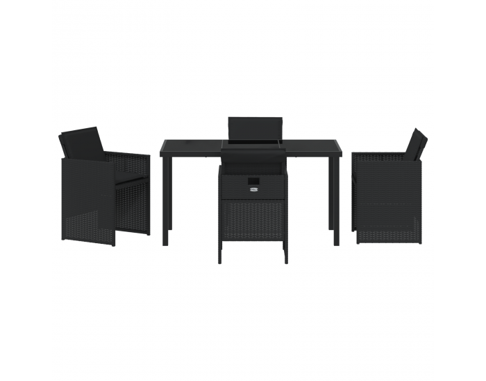 Sonata H 5 частен комплект градински мебели с възглавници Черен полиратан