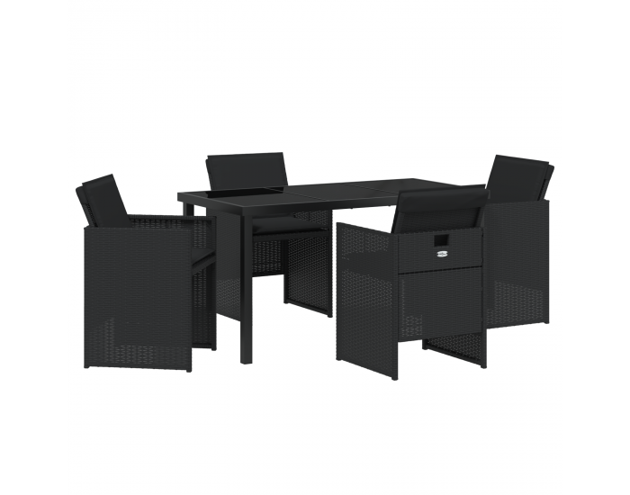 Sonata H 5 частен комплект градински мебели с възглавници Черен полиратан