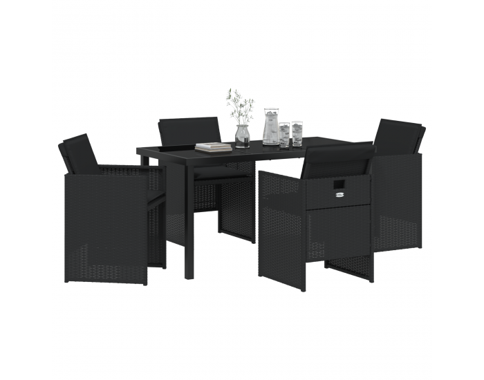 Sonata H 5 частен комплект градински мебели с възглавници Черен полиратан