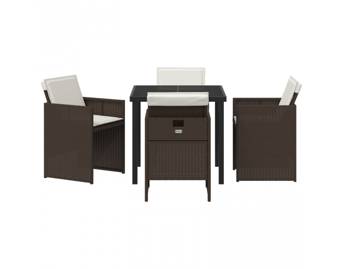 градински комплект за хранене Sonata H с възглавници Кафяв полиратан