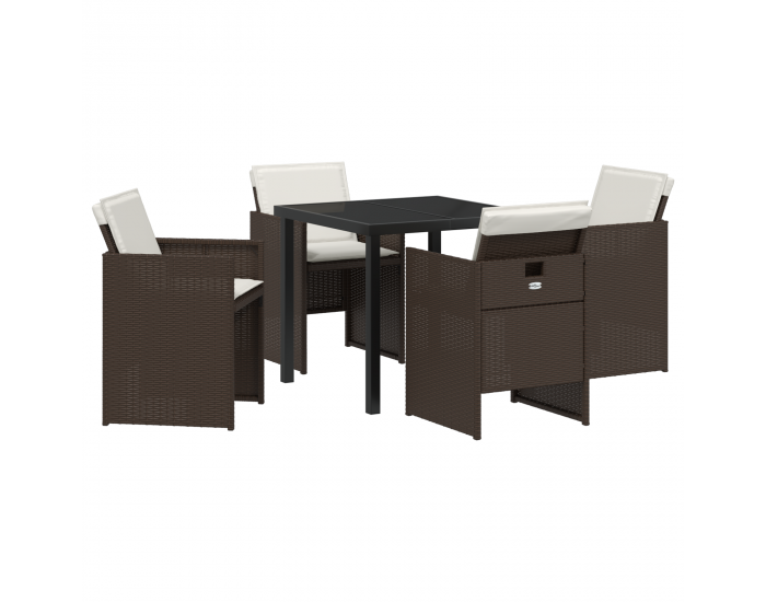 градински комплект за хранене Sonata H с възглавници Кафяв полиратан