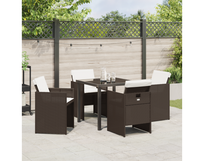 градински комплект за хранене Sonata H с възглавници Кафяв полиратан