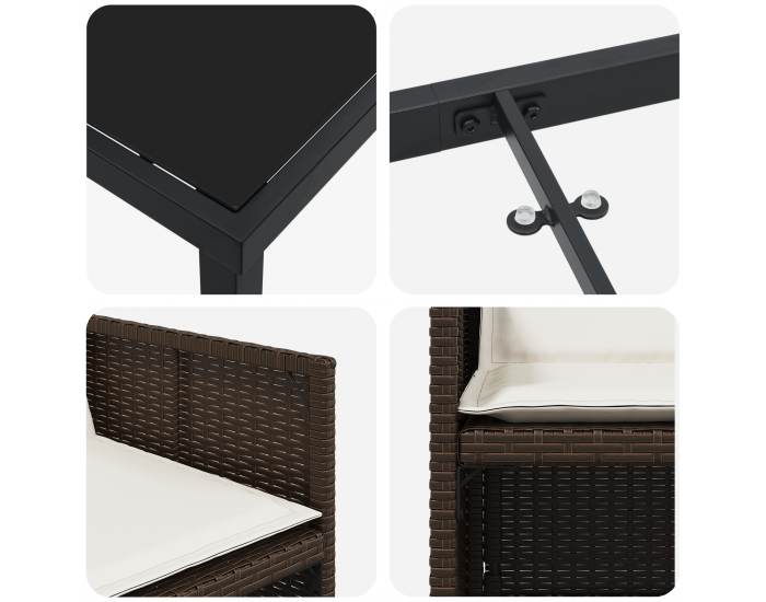 градински комплект за хранене Sonata H с възглавници Кафяв полиратан