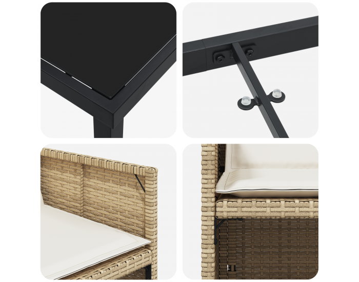 Sonata H 5 набор от градински столове с възглавници бежово полиестер