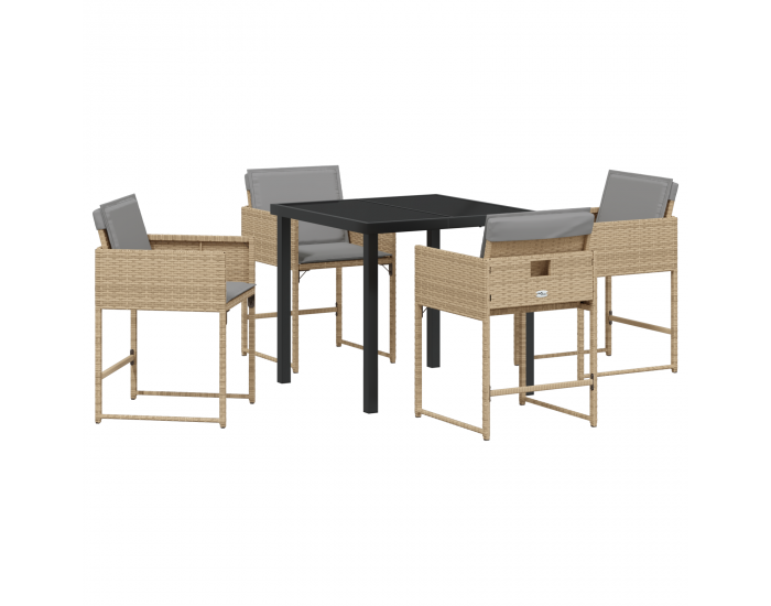 Sonata H 5 частен градински комплект за хранене с възглавници бежов полиратан