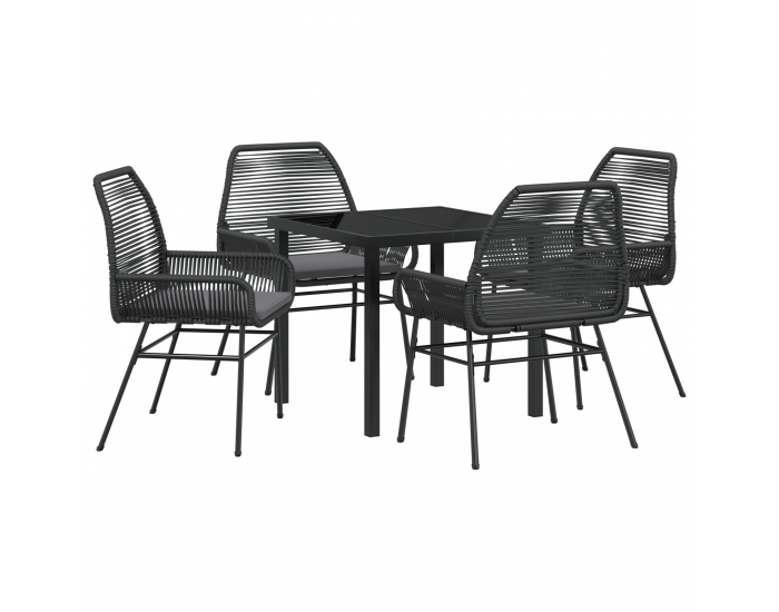 Sonata H 5 частен градински трапезен комплект с възглавници Черен полиратан