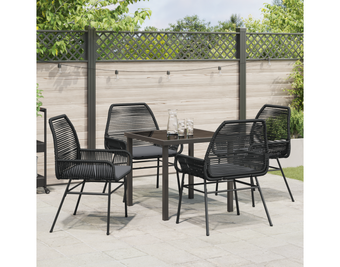 Sonata H 5 частен градински трапезен комплект с възглавници Черен полиратан