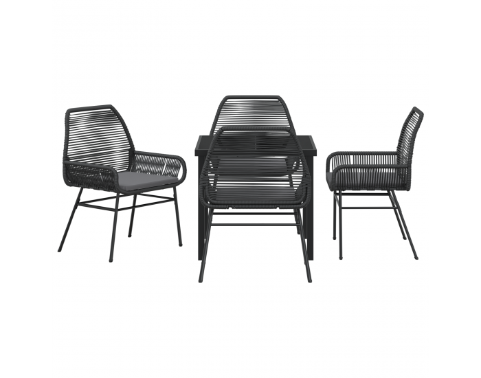 Sonata H 5 частен градински трапезен комплект с възглавници Черен полиратан