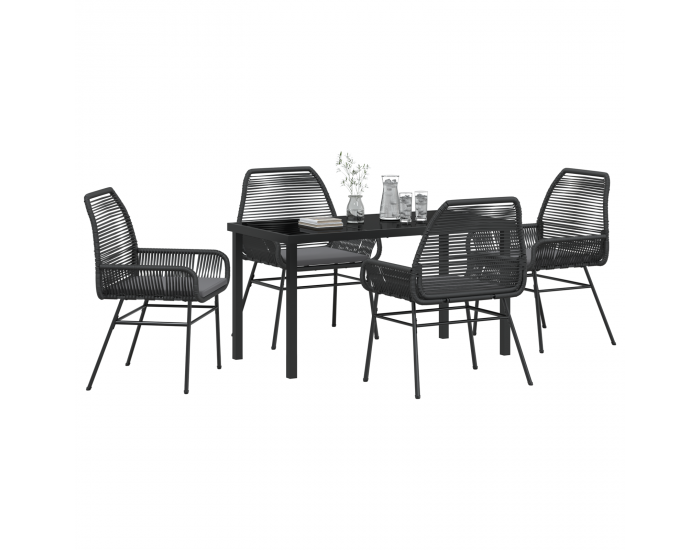 Sonata H 5 частен комплект за градинско хранене с възглавници Черен полиратан
