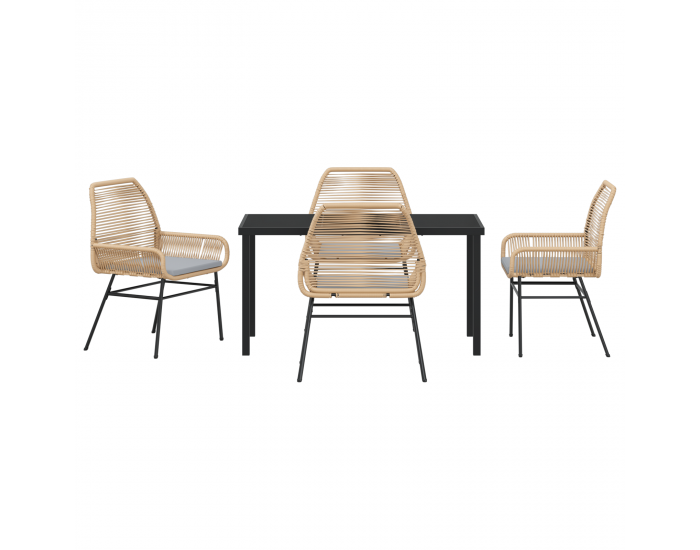 Sonata H 5 частен комплект за обяд в градината с възглавници Кафяво Полиратан