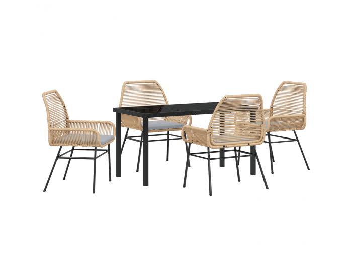 Sonata H 5 частен комплект за обяд в градината с възглавници Кафяво Полиратан