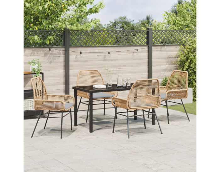 Sonata H 5 частен комплект за обяд в градината с възглавници Кафяво Полиратан