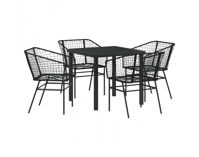 Sonata H 5 Часов набор за обяд в градината Черен Полиратан