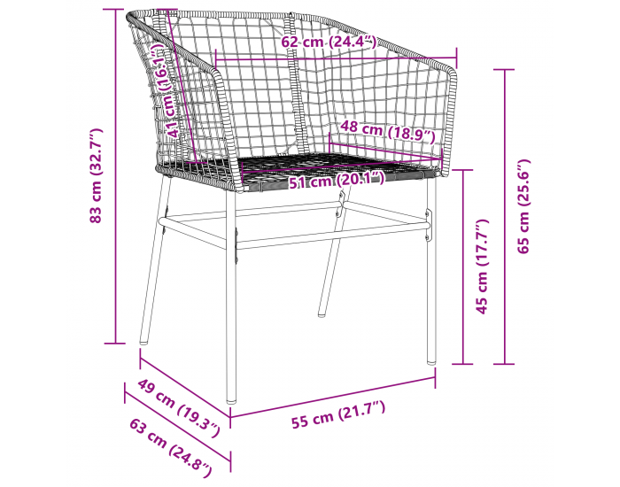 Sonata H 5 Часов набор за обяд в градината Черен Полиратан