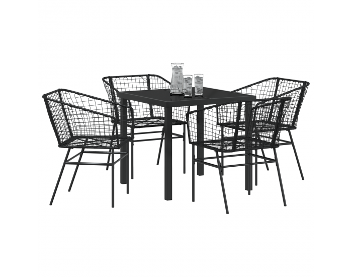 Sonata H 5 Часов набор за обяд в градината Черен Полиратан