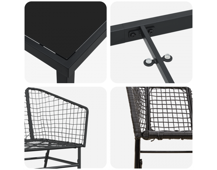 Sonata H 5 Часов набор за обяд в градината Черен Полиратан