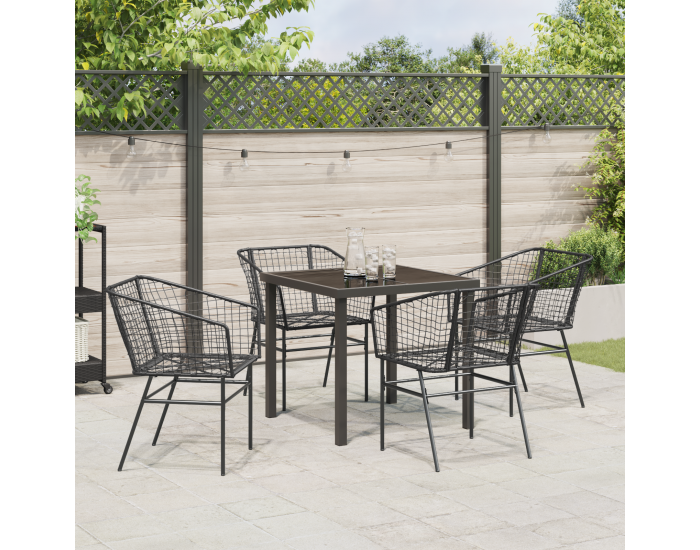 Sonata H 5 Часов набор за обяд в градината Черен Полиратан