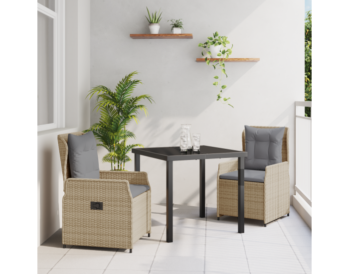 Sonata H 3-частов комплект за градинско хранене Бежов полиратан