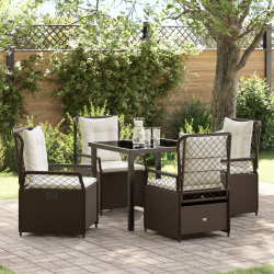 Sonata H комплект от 5 части за хранене в градината Кафяв поли ратан - Комплекти за външни условия