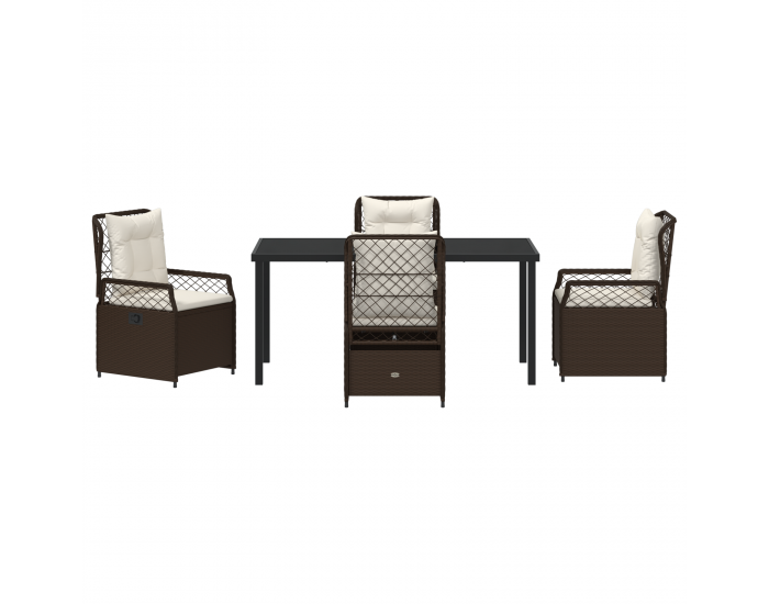 Sonata H 5 Часовна градинска маса Кафяв Полиратан