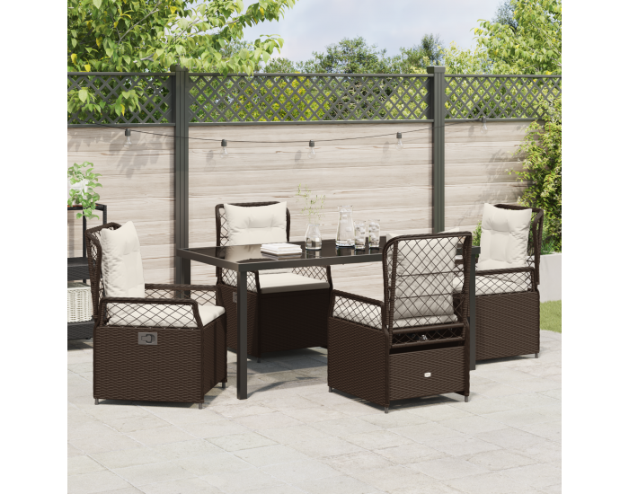 Sonata H 5 Часовна градинска маса Кафяв Полиратан