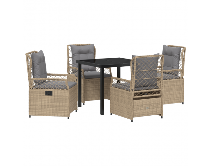 Sonata H 5 Брой Градински Комплект Бежов Полиратан