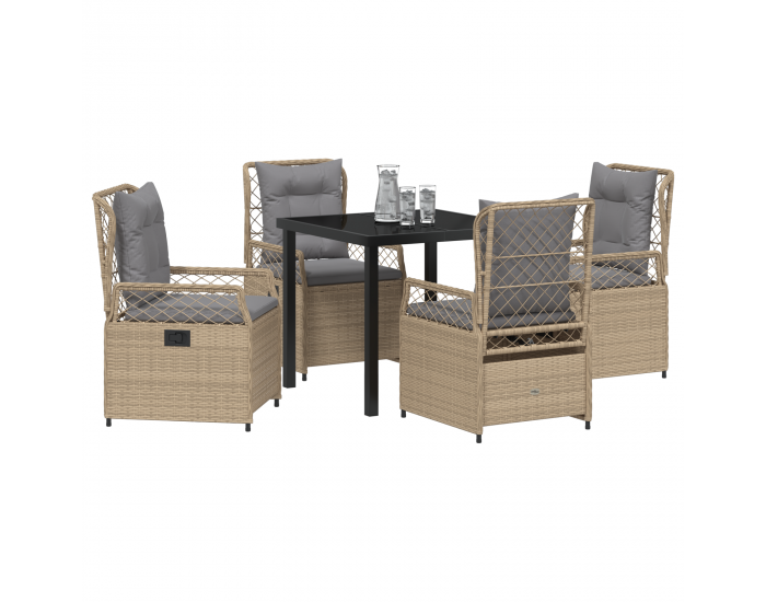 Sonata H 5 Брой Градински Комплект Бежов Полиратан